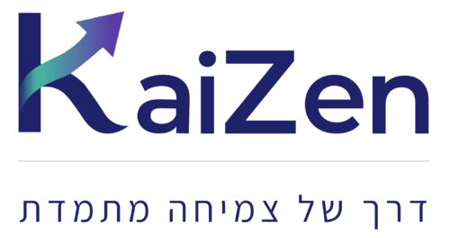 לוגו מעוצב של חברת KaiZen עם הכיתובת ״דרך של צמיחה מתמדת״